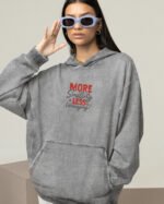 Bluza oversize z kapturem <br>More Smiling, Less Worrying! <br>Haft, Efekt sprania